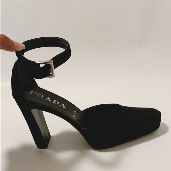 Prada Shoes - Prada suede ankle strap heels- size 35.5